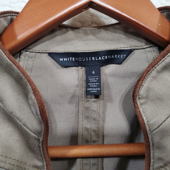 Women's White House Black Market Military Shoulder Front Zip Jacket Size 4 - Picture 3 of 16